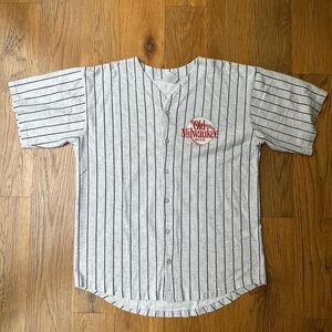 Vintage Old Milwaukee Beer Pinstripe Baseball Button Up Size: Large